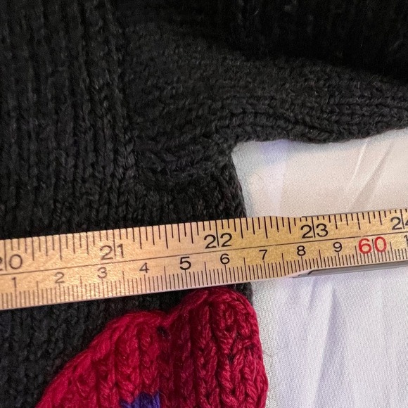 Putumayo S Wool Cardigan Women Black Embroidered Mushroom Floral Vintage Uruguay - Picture 5 of 8